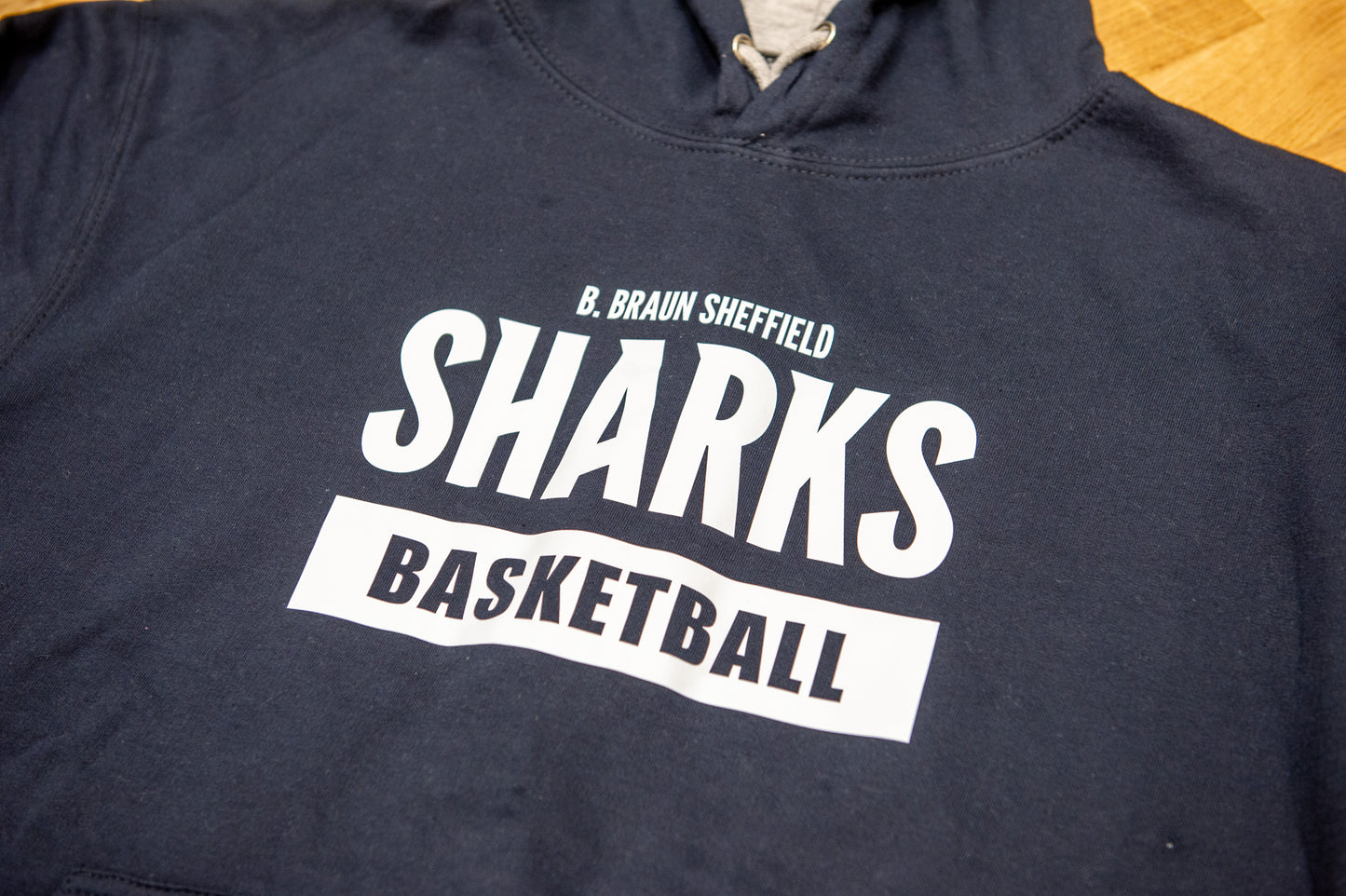 Sharks Basketball Banner Logo Hoodie - Navy/Contrast