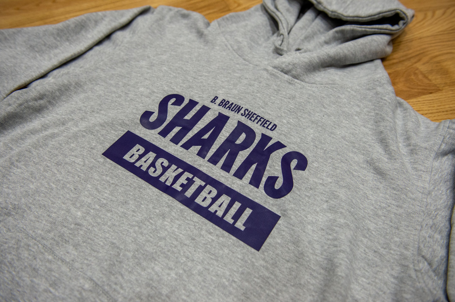 Sharks Basketball Banner Logo Hoodie - Heather Grey