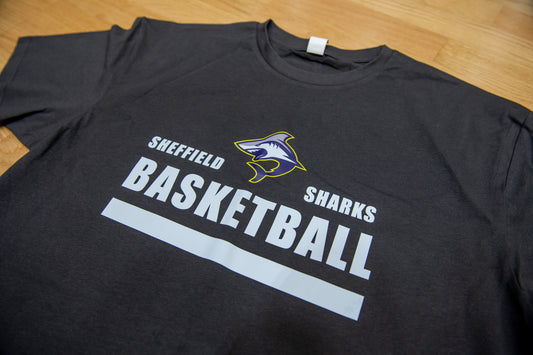 Sharks Basketball Banner Logo T-Shirt - Charcoal